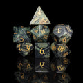 green jasper glass and gemstone polyhedral DnD RPG dice set